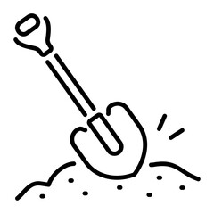 Digging shovel icon in line style 