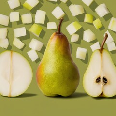 Pear Medley: Whole, Halved & Sliced