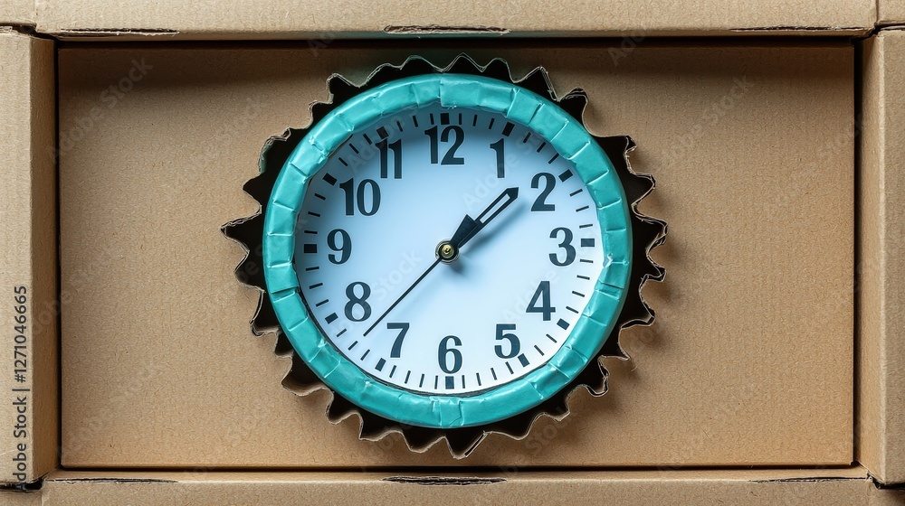 Aufkleber unique and quirky clock resting inside an open box with a minimalist design