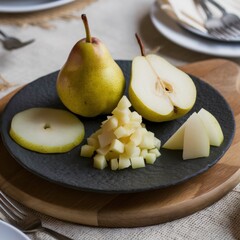Pear Platter: Whole, Halved & Sliced Display