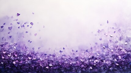 Abstract Floral Background, Violet Watercolor Texture, Scattered Petals, Elegant Design Element