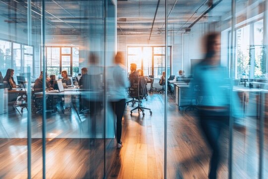 Open office with people working business person modern.