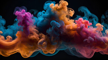 Dreamy Colorful Smoke in Fluid Motion. Mystical Neon Smoke Waves in Motion