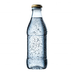 A bottle of sparkling water with bubbles isolated on transparent background.PNG