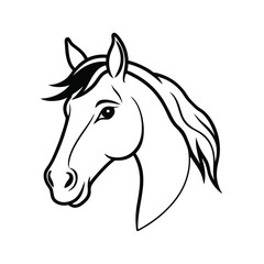 Realistic Line Art of a Majestic Horse Head on white background