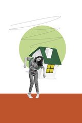 Trend artwork composite sketch image photo collage of real estate home build flat realtor...