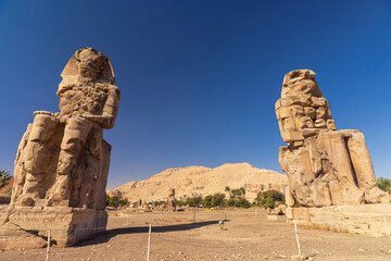 Famous two Colossi of Memnon near Luxor, Egypt