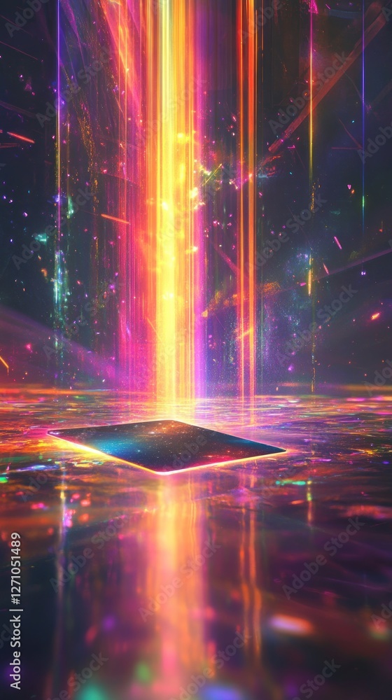 Poster chromatic cascade, a luminous convergence of spectrum and reflection