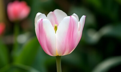 Obraz premium A pink and white tulip, Generative AI