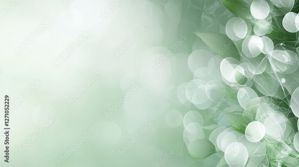 Aufkleber abstract green bokeh background with soft light and blurred circles, perfect for design and creative