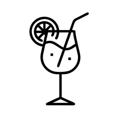 Aperol Spritz Icon in Minimalist Line Art Style