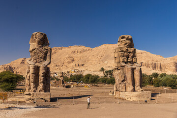 Famous two Colossi of Memnon near Luxor, Egypt