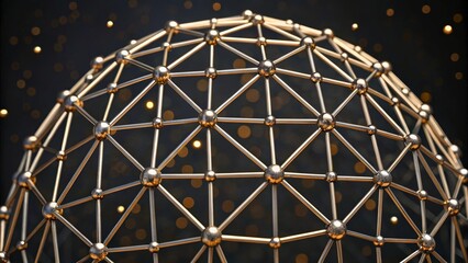 Metallic Geometric Structure with Sphere and Abstract Background for Creative Projects