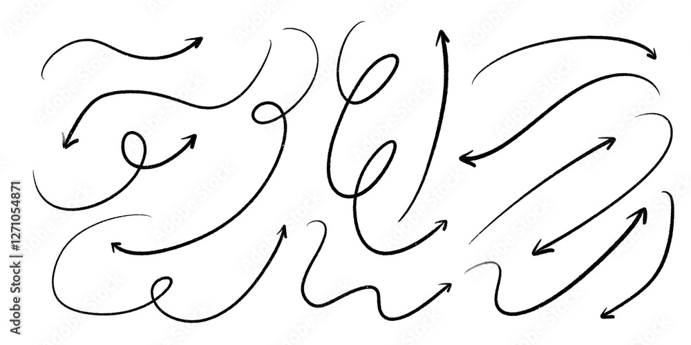 Aufkleber set of hand-drawn arrows on transparent. symbols of direction pointers, arrow elements for infograph