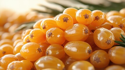 A heap of bright yellow berries gathered together displaying their rich color and texture
