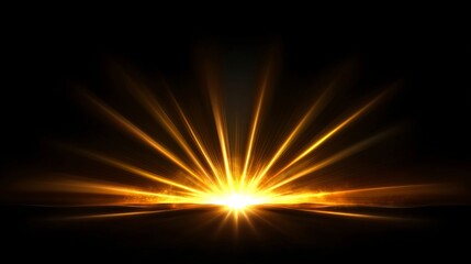 Obraz premium Golden Rays: A radiant burst of golden light emanating from the horizon.
