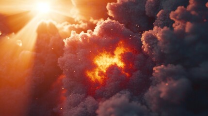 Fiery Sunset Cloudscape: A Breathtaking Celestial Display