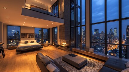Luxury City Loft with Floor to Ceiling Skyline Views