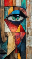 Abstract Wooden Eye Artwork