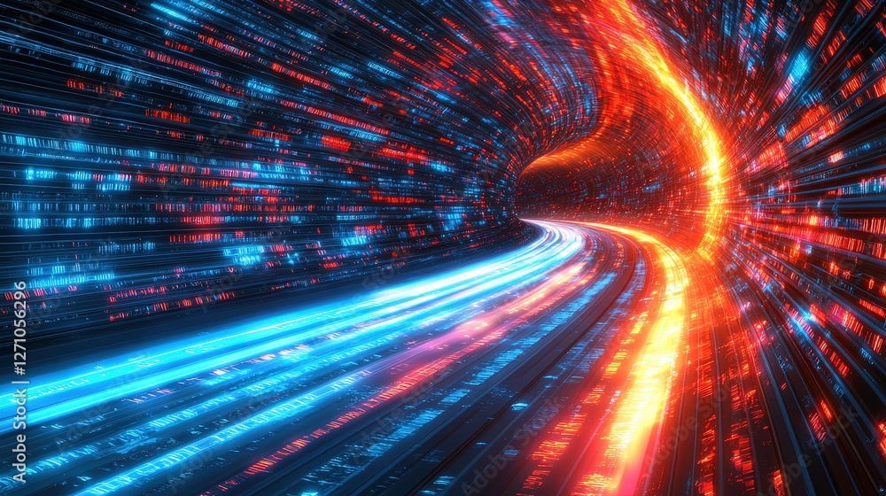 Poster vibrant tunnel of colorful lines creating a mesmerizing visual pathway into the unknown