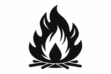 bonfire silhouette vector illustration