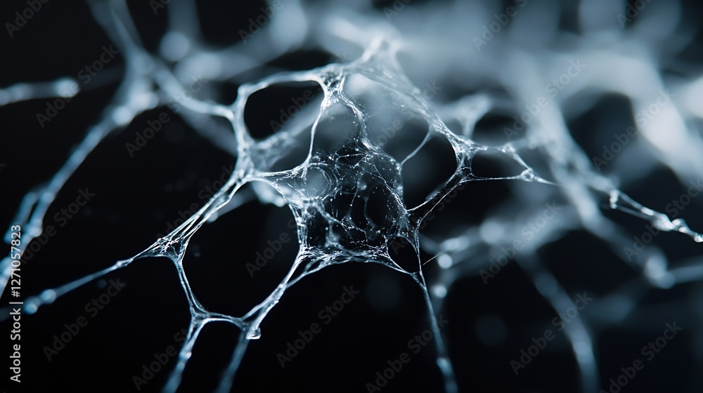 Poster Closeup of Intricate Web of Silken Threads Displaying Nature's Complexity : Generative AI