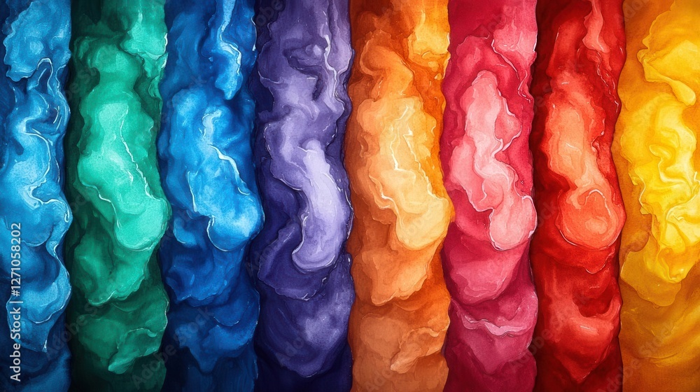 Poster a vibrant collection of colorful waves, showcasing different shades blending smoothly. perfect for d