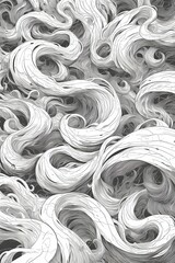 Abstract grayscale swirling strands, dynamic motion, full frame, for backgrounds