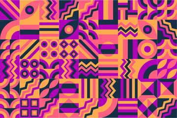 Bauhaus pattern, Geometric shape. Geometric mosaic. Scandinavian. Geometric mosaic print. retro wallpaper. Vector illustration