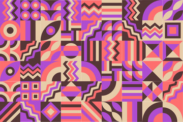 Bauhaus pattern, Geometric shape. Geometric mosaic. Scandinavian. Geometric mosaic print. retro wallpaper. Vector illustration