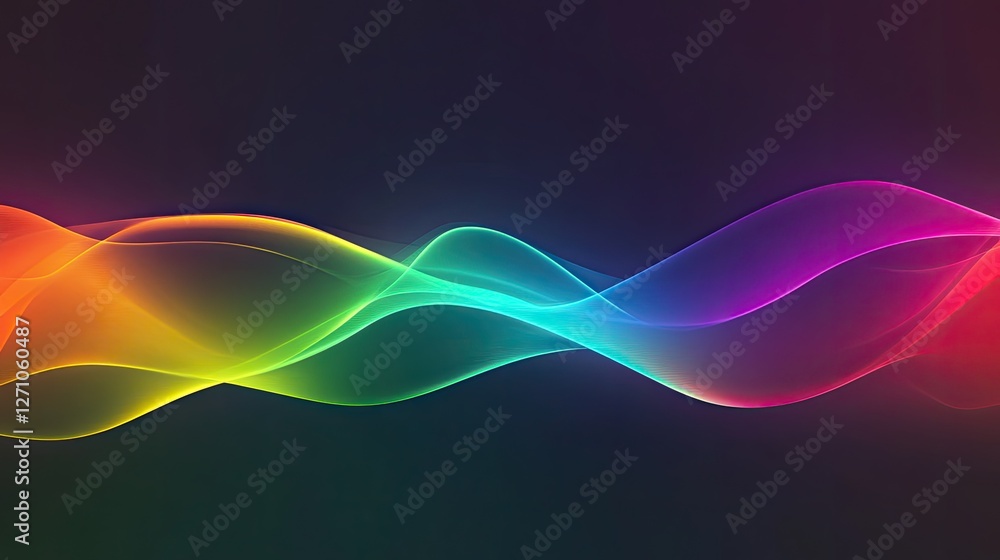 Poster abstract rainbow-colored light waves softly blending into each other on a modern dark gradient backg