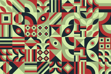 Bauhaus pattern, Geometric shape. Geometric mosaic. Scandinavian. Geometric mosaic print. retro wallpaper. Vector illustration