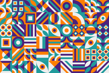 Bauhaus pattern, Geometric shape. Geometric mosaic. Scandinavian. Geometric mosaic print. retro wallpaper. Vector illustration