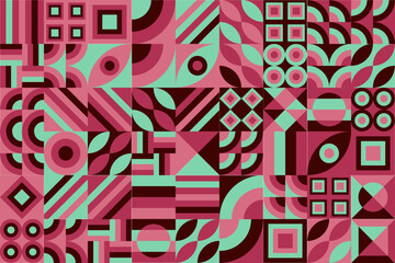 Bauhaus pattern, Geometric shape. Geometric mosaic. Scandinavian. Geometric mosaic print. retro wallpaper. Vector illustration