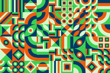 Bauhaus pattern, Geometric shape. Geometric mosaic. Scandinavian. Geometric mosaic print. retro wallpaper. Vector illustration