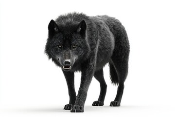 Fototapeta premium A genuine scary werewolf, wild and isolated on a white background. A ferocious werewolf snarling with a menacing stance