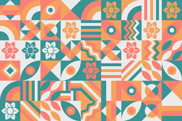 Bauhaus pattern, Geometric shape. Geometric mosaic. Scandinavian. Geometric mosaic print. retro wallpaper. Vector illustration