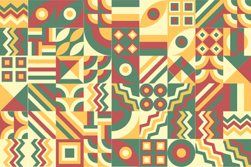 Bauhaus pattern, Geometric shape. Geometric mosaic. Scandinavian. Geometric mosaic print. retro wallpaper. Vector illustration