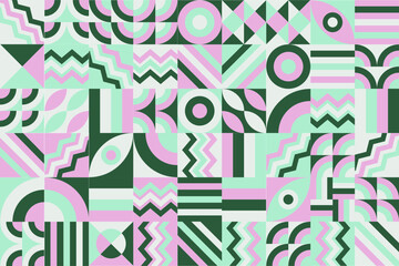 Bauhaus pattern, Geometric shape. Geometric mosaic. Scandinavian. Geometric mosaic print. retro wallpaper. Vector illustration