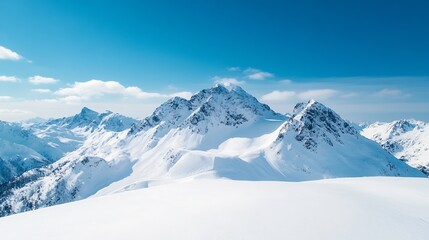 Obraz premium Majestic snowcapped mountains under a clear blue sky showcasing the beauty of winter landscapes : Generative AI
