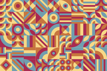 Bauhaus pattern, Geometric shape. Geometric mosaic. Scandinavian. Geometric mosaic print. retro wallpaper. Vector illustration