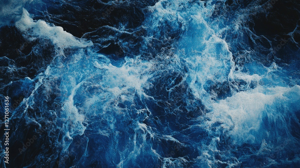 Poster a deep blue abstract energy wave background symbolizing continuous power flow.