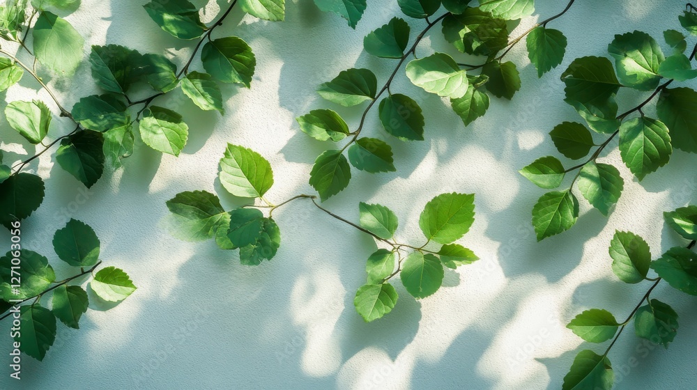 Poster the soft and natural shadow of tree leaves casts a serene and stylish design element on a bright whi