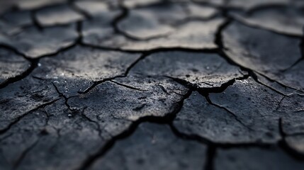 Obraz premium Cracked Dry Soil Texture Highlighting Effects of Drought and Environmental Changes : Generative AI