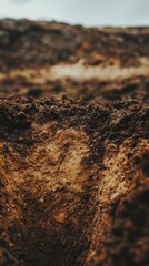A Close-Up View of Dark Brown Soil Texture