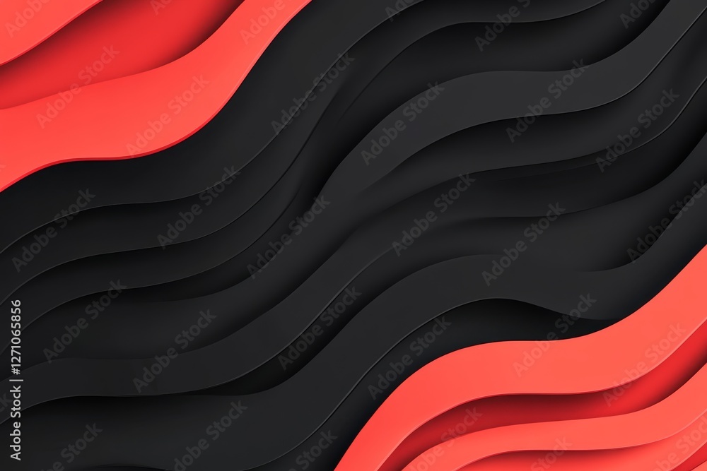 Leinwandbilder abstract wavy patterns in black and red create a dynamic visual experience in modern design