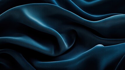 Obraz premium Deep blue velvet fabric forming organic waves with soft shadows and highlights, perfect for an elegant texture background.