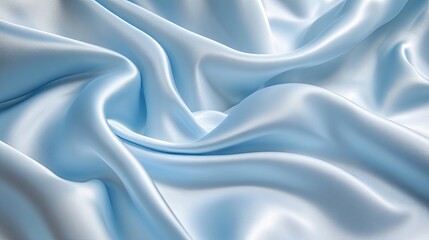 Obraz premium Delicate baby blue silk fabric waves with subtle folds and gentle highlights, creating a serene and calming background.