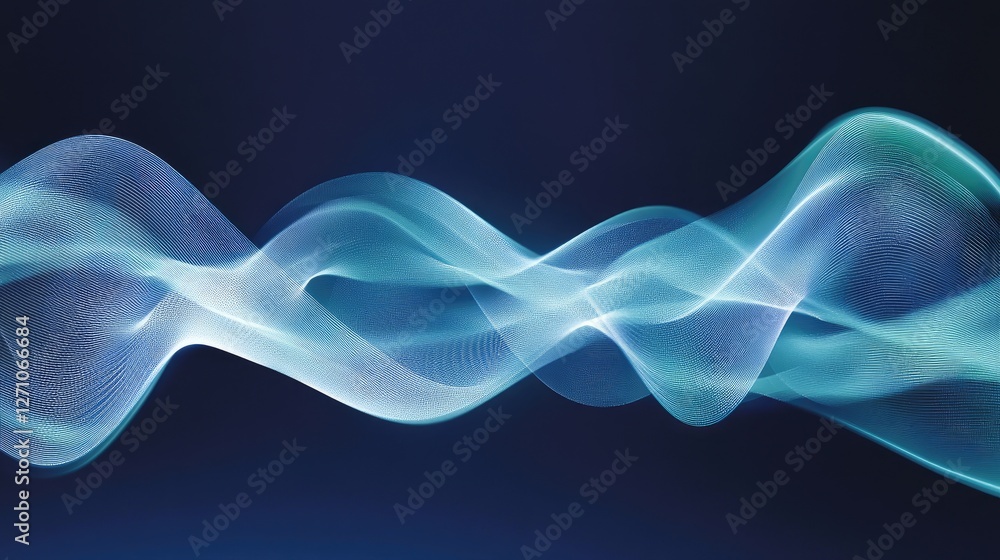 Aufkleber dynamic pulse-like green and blue sound waves flowing seamlessly in an abstract digital setting.