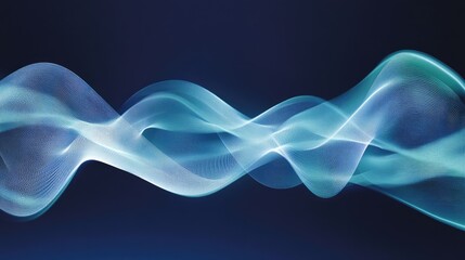 Dynamic pulse-like green and blue sound waves flowing seamlessly in an abstract digital setting.